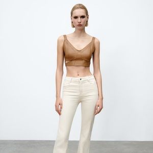 Zara Faux leather crop top. S